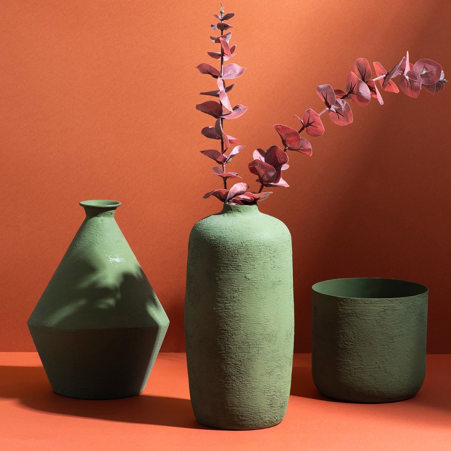 Elegant Sage Green Metal Vase