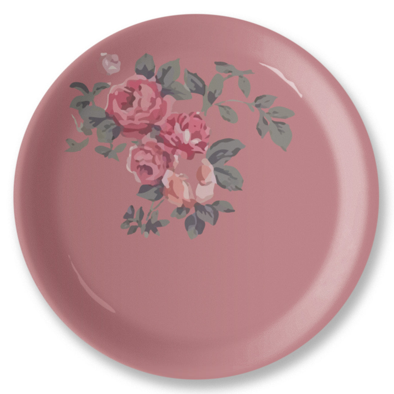 English Rose & leaf Printed Wall Plate