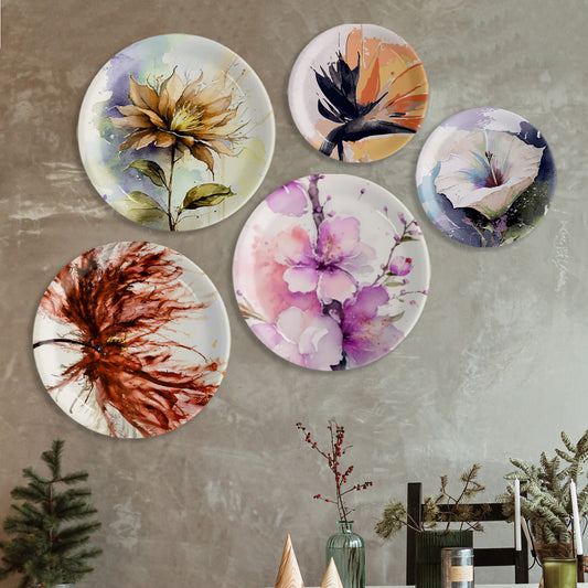 English Style Flower Wall Plate Sets of 5