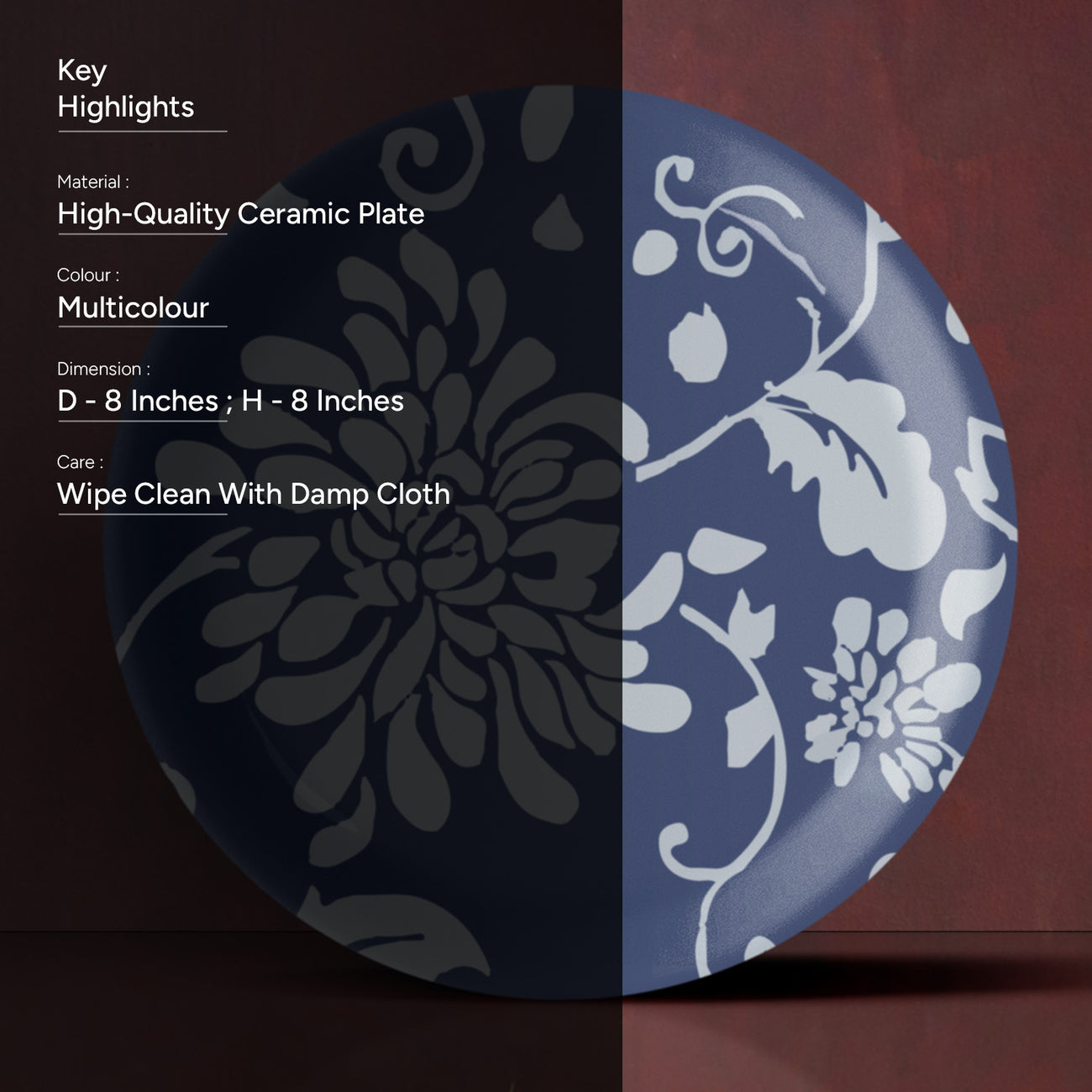 Indigo Flower Wall Plate