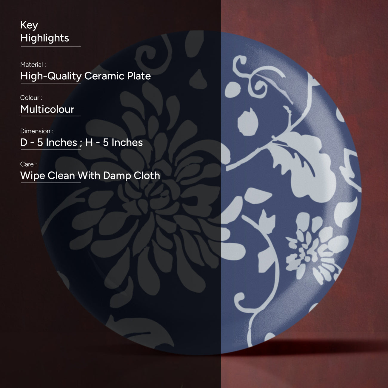 Indigo Flower Wall Plate