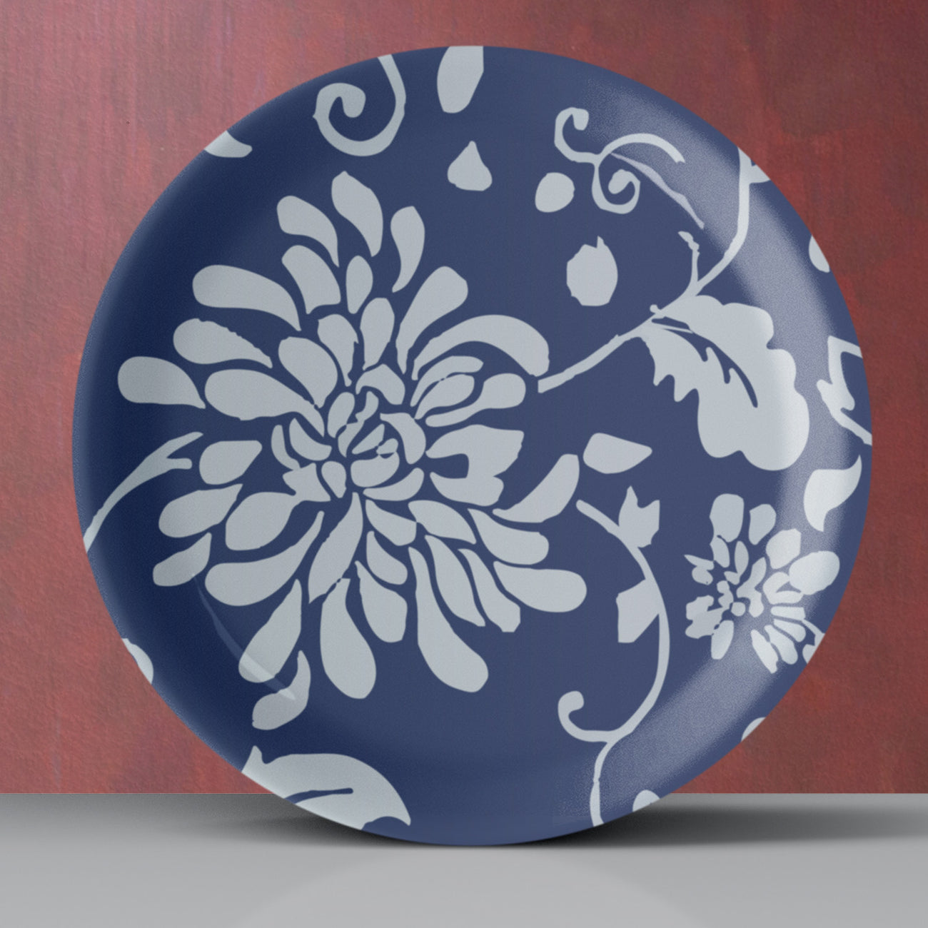 Indigo Flower Wall Plate