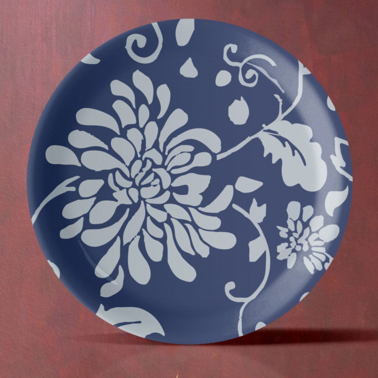 Indigo Flower Wall Plate