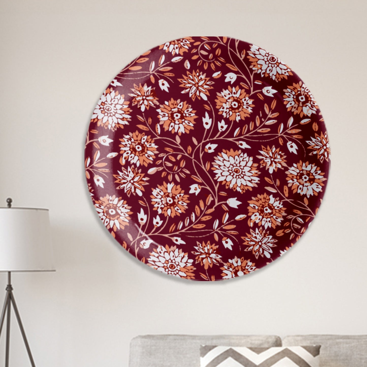 Ethnic Pink Floral Printed Wall Plate