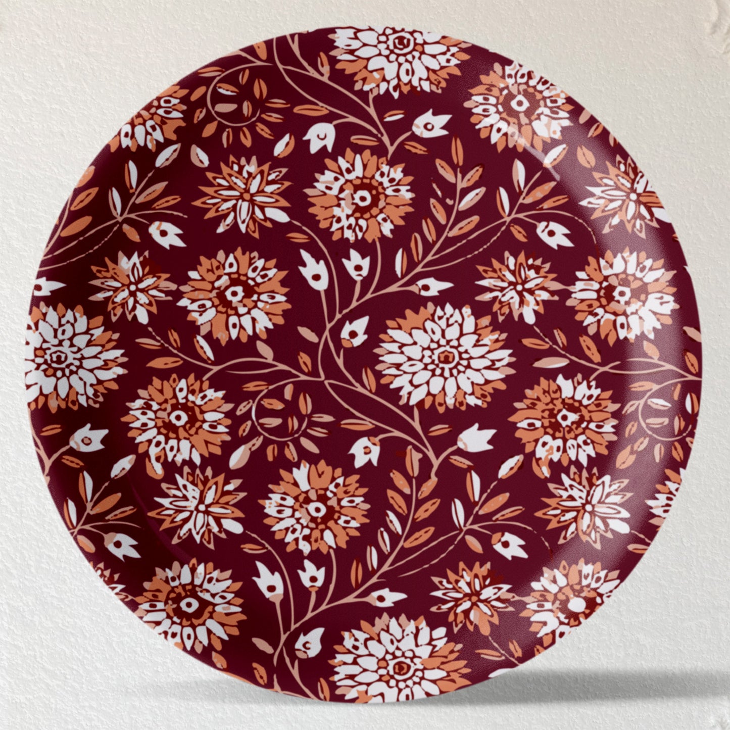 Ethnic Pink Floral Printed Wall Plate