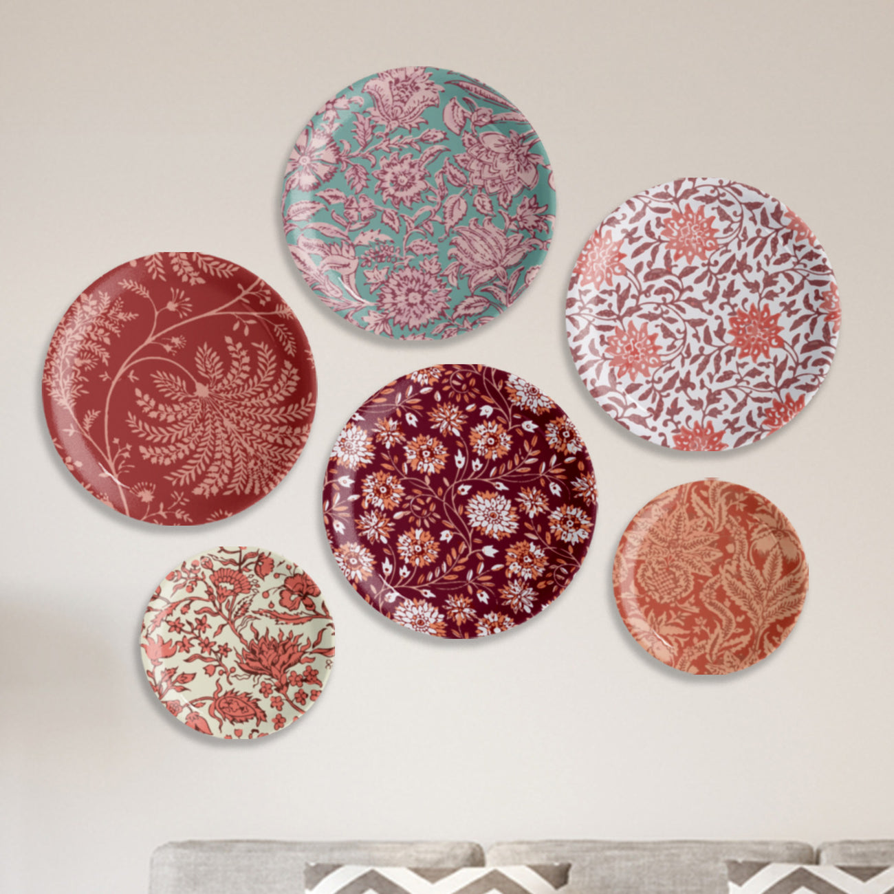 Ethnic Pink Floral Printed Wall Plate