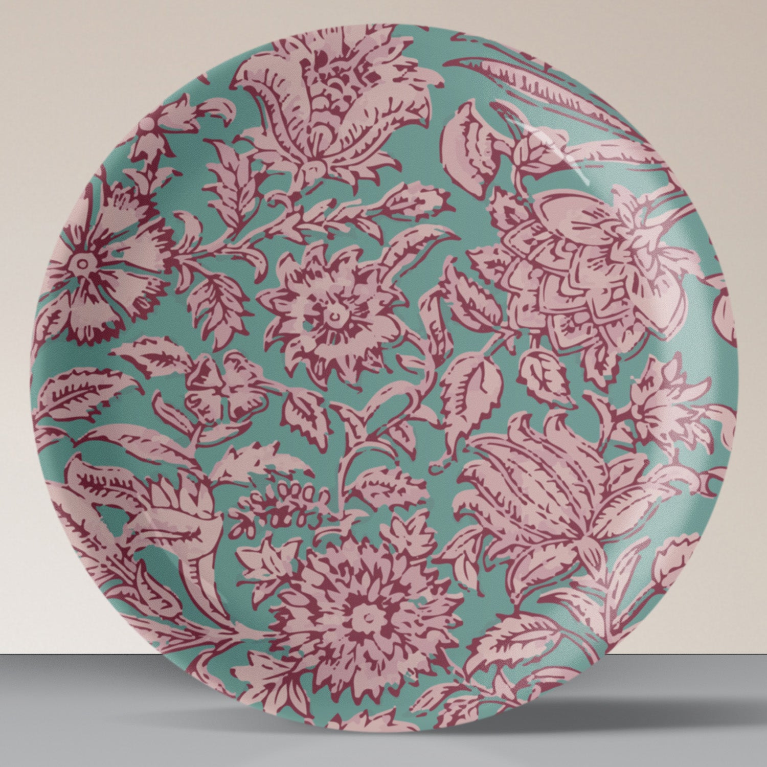 Ethnic Pink Floral Printed Wall Plate