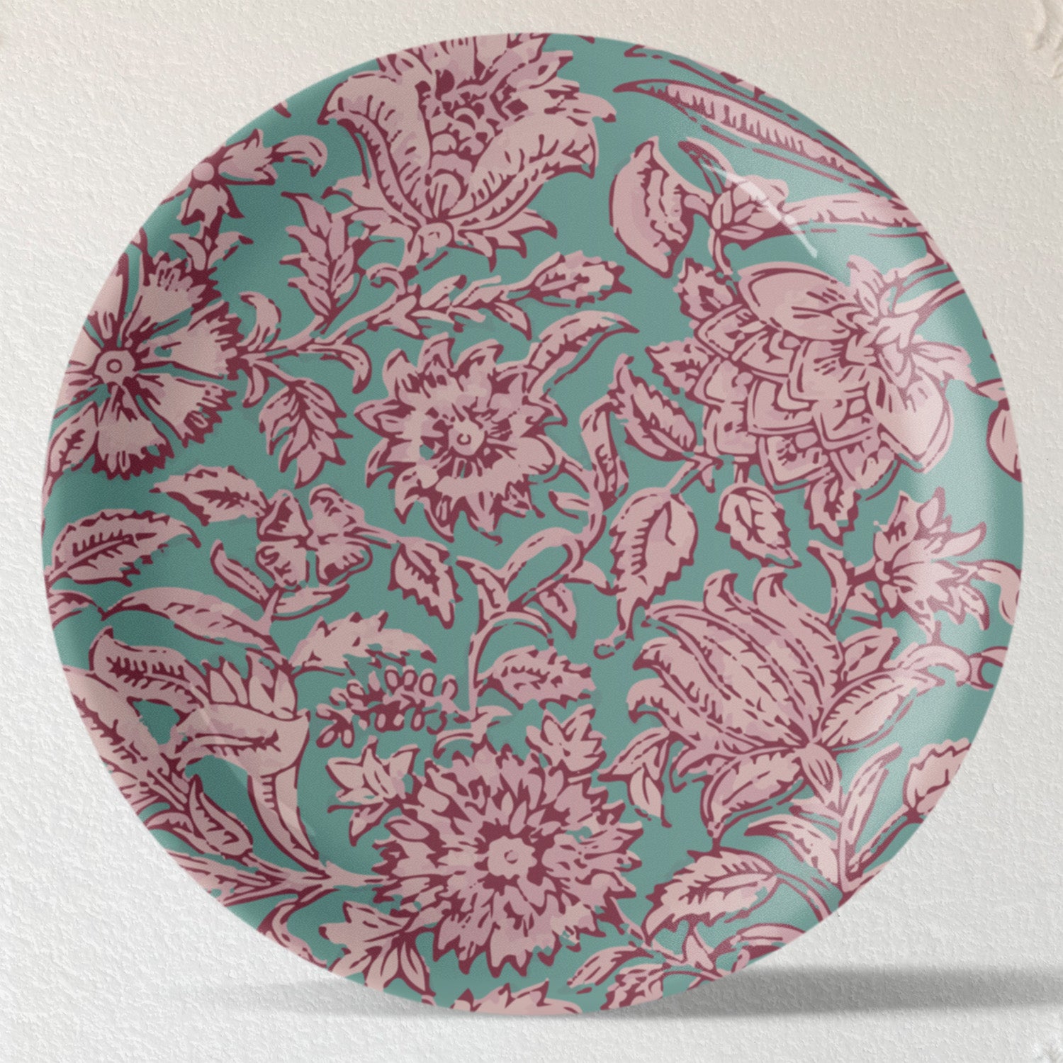 Ethnic Pink Floral Printed Wall Plate