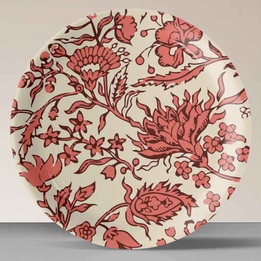 Ethnic Floral Printed Wall Plate White Base