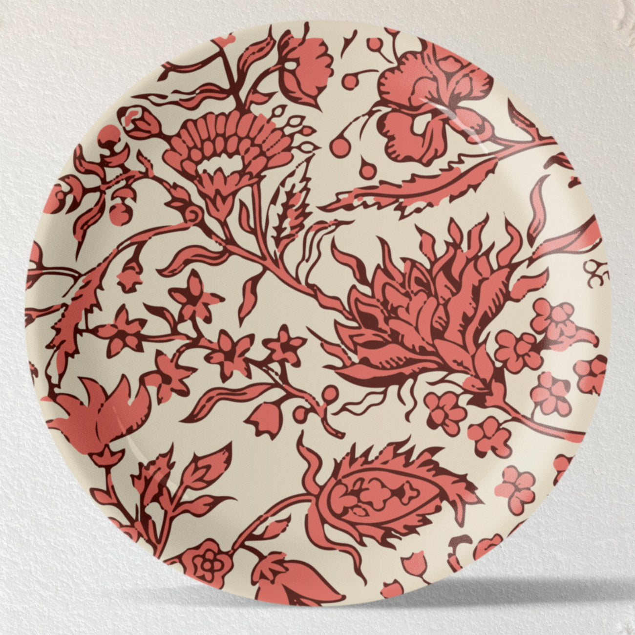 Ethnic Floral Printed Wall Plate White Base