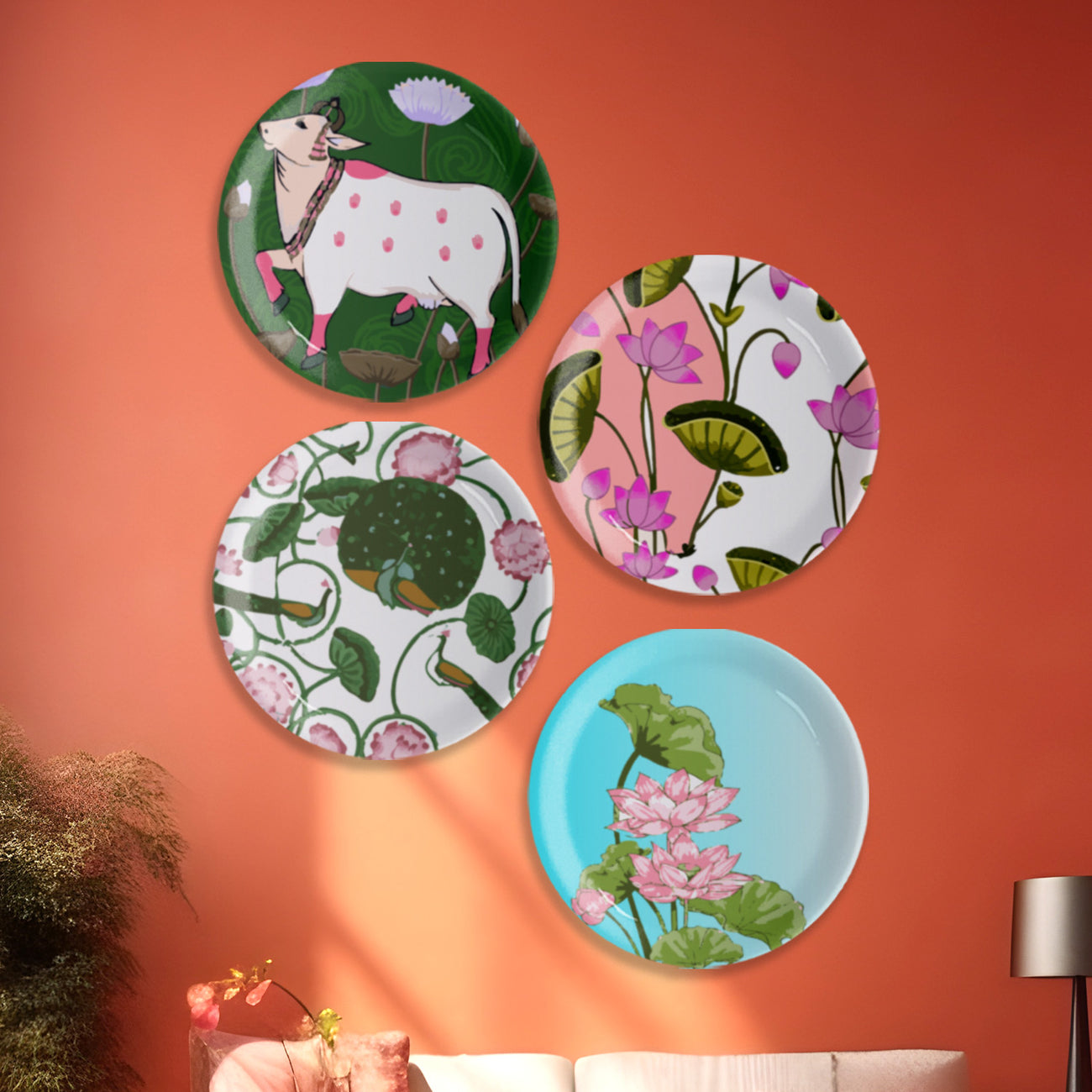 Pichwai Print Porcelain Wall Plate