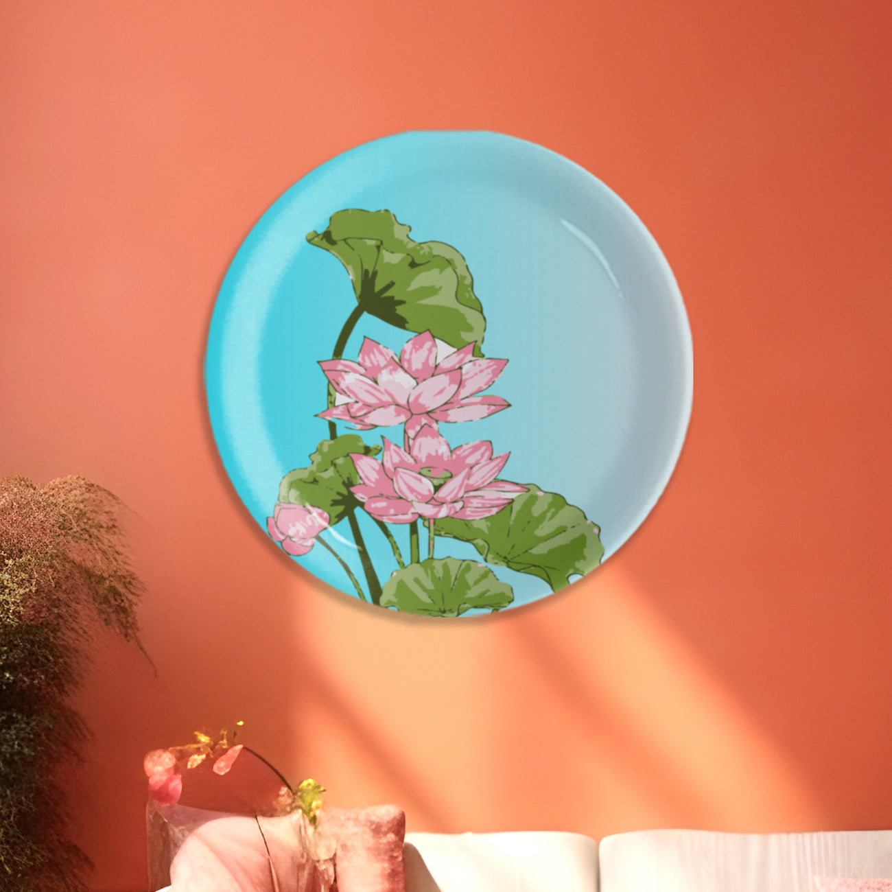 Pichwai Flower Print Porcelain Wall Plate