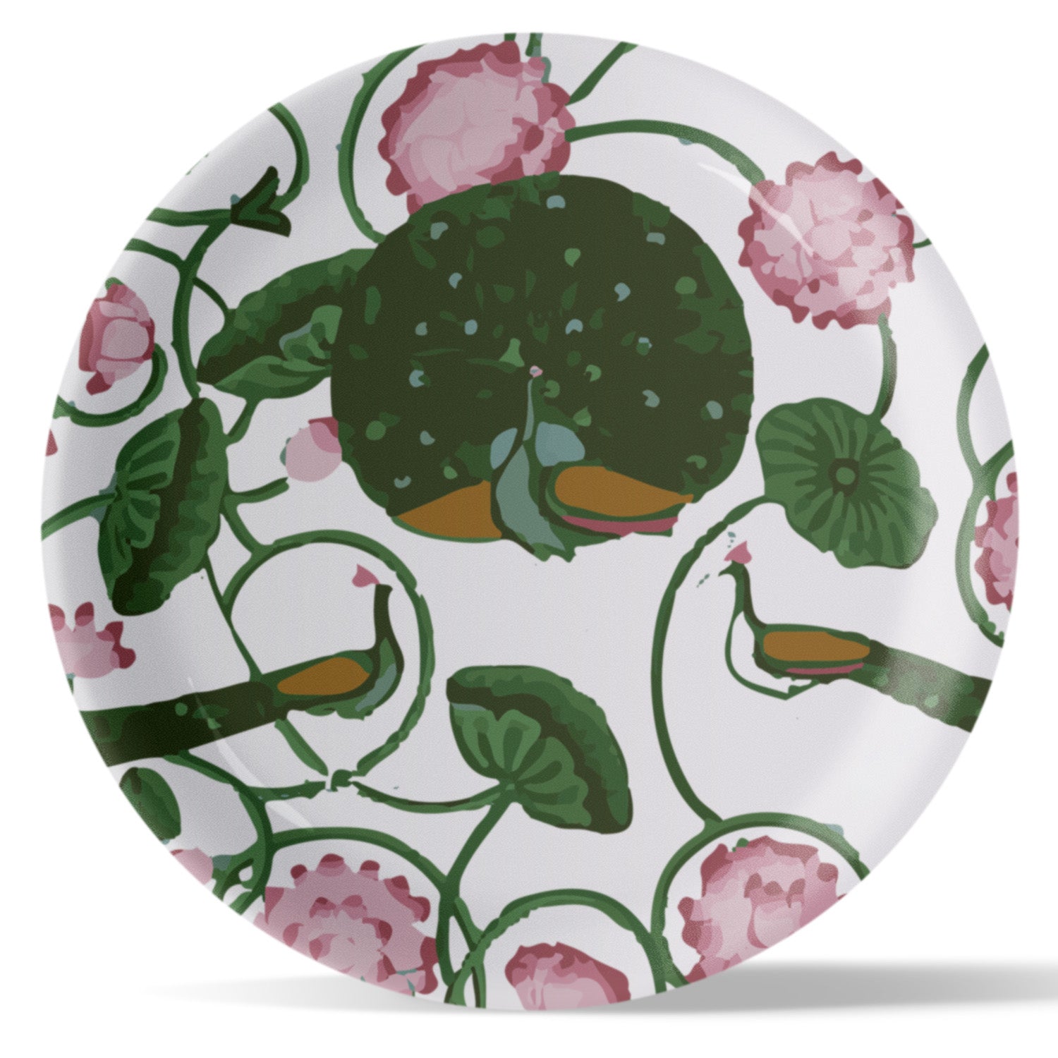 Pichwai Floral Print Porcelain Wall Plate