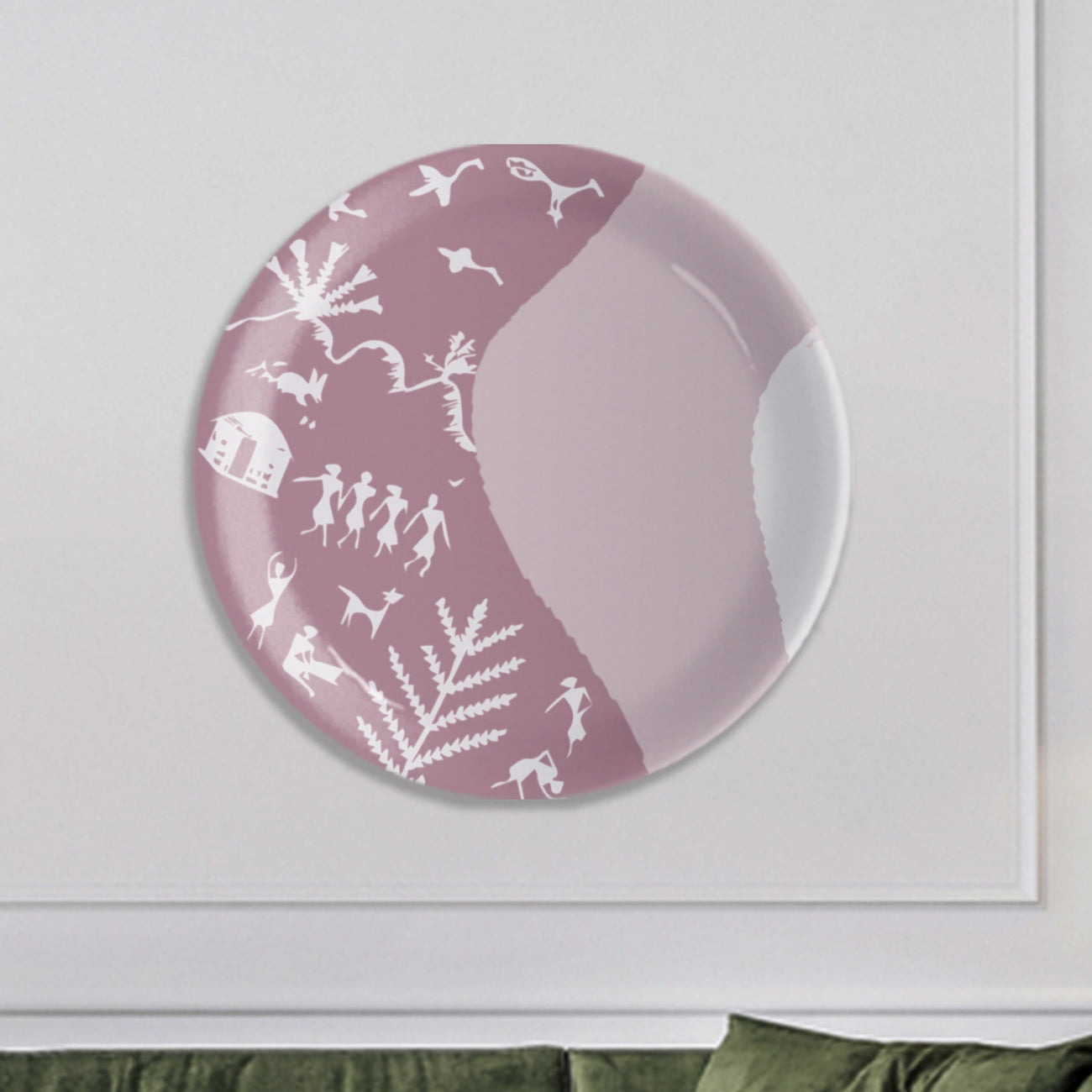 Modern Warli Floral Wall Plate