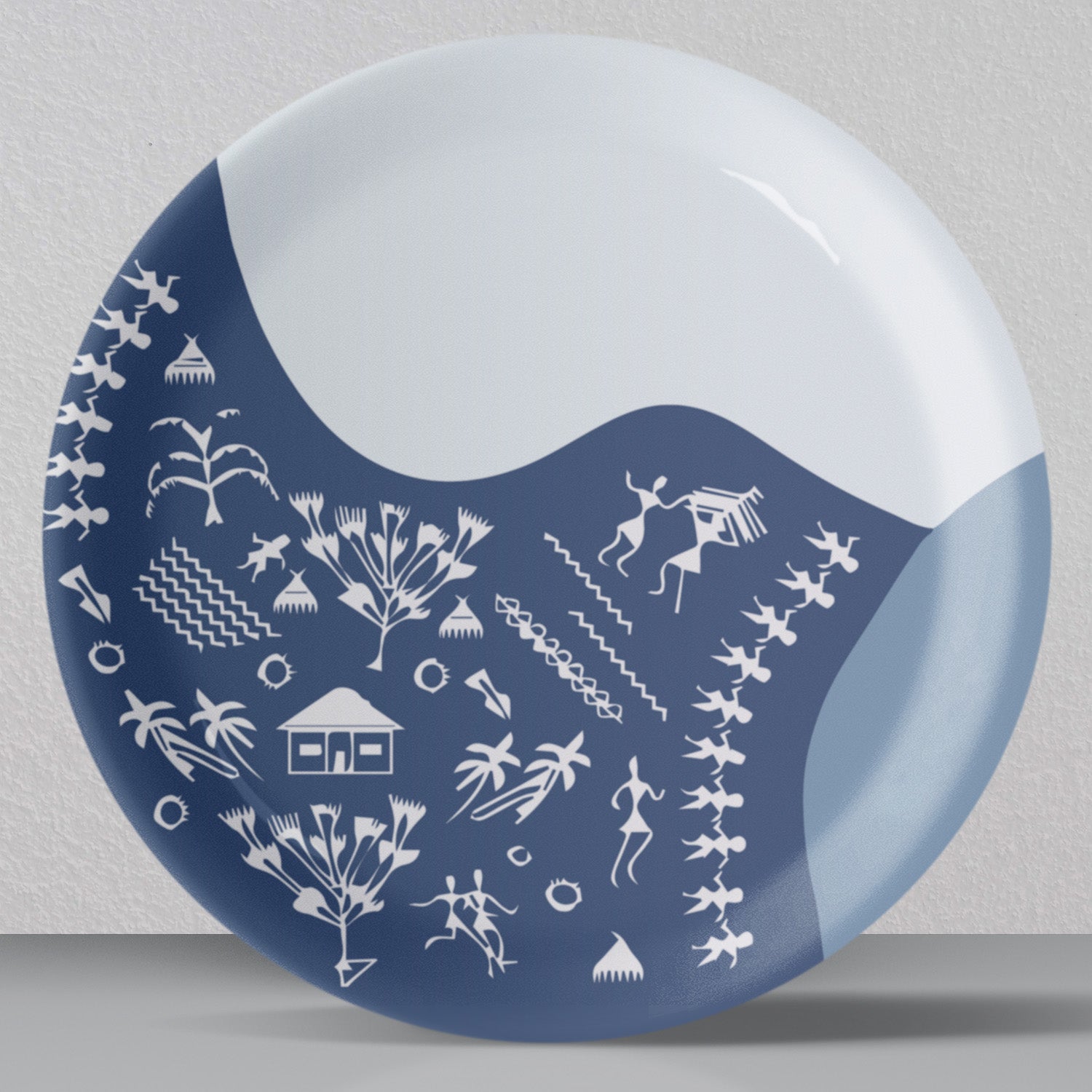 Modern Fusion Warli Floral Wall Plate