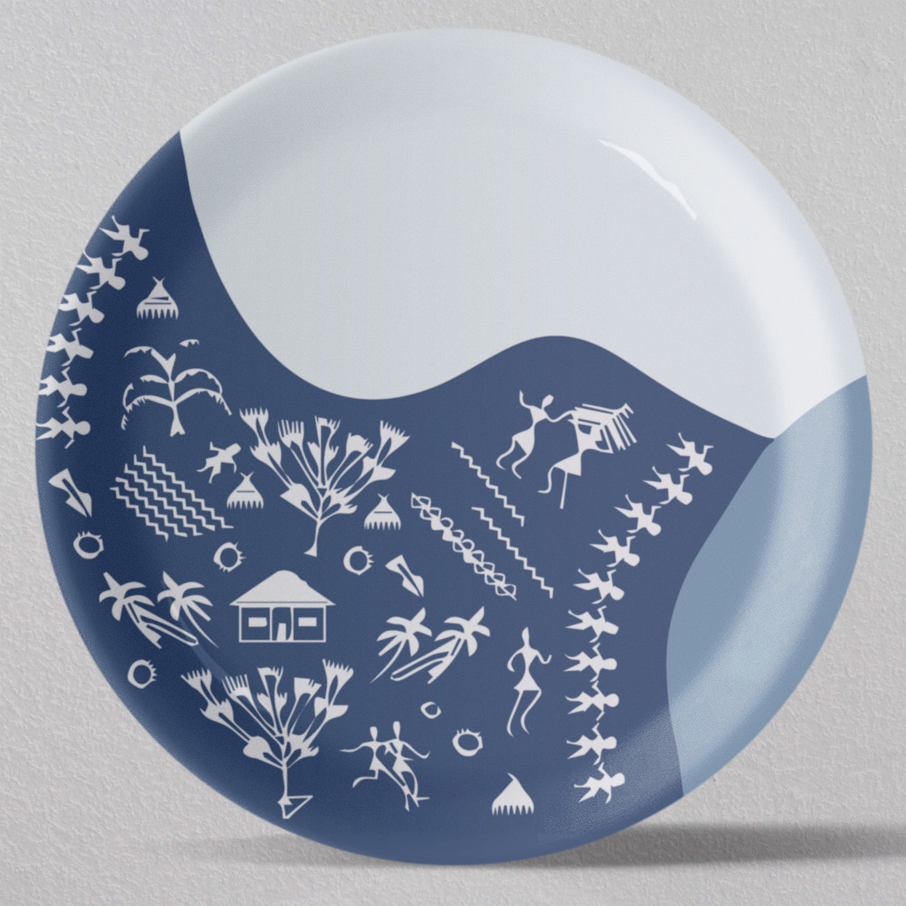 Modern Fusion Warli Floral Wall Plate