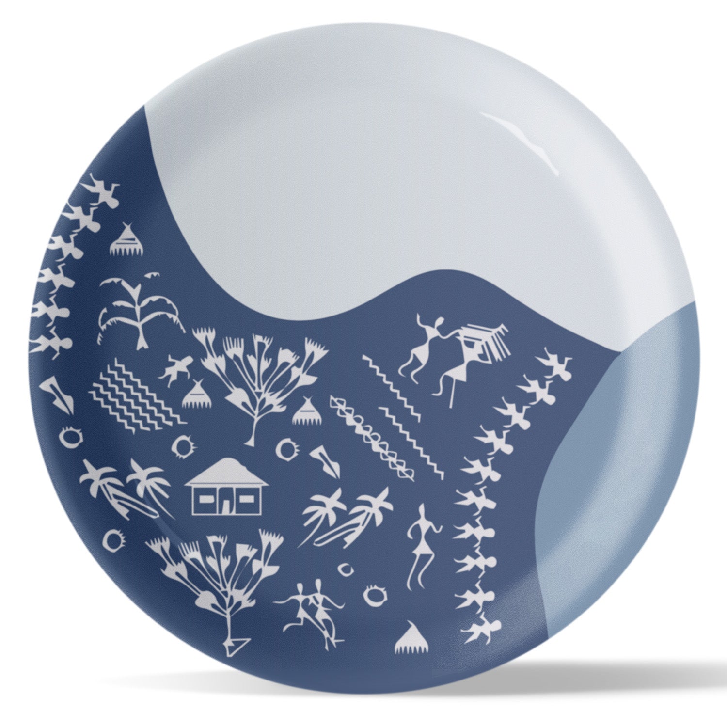 Modern Fusion Warli Floral Wall Plate