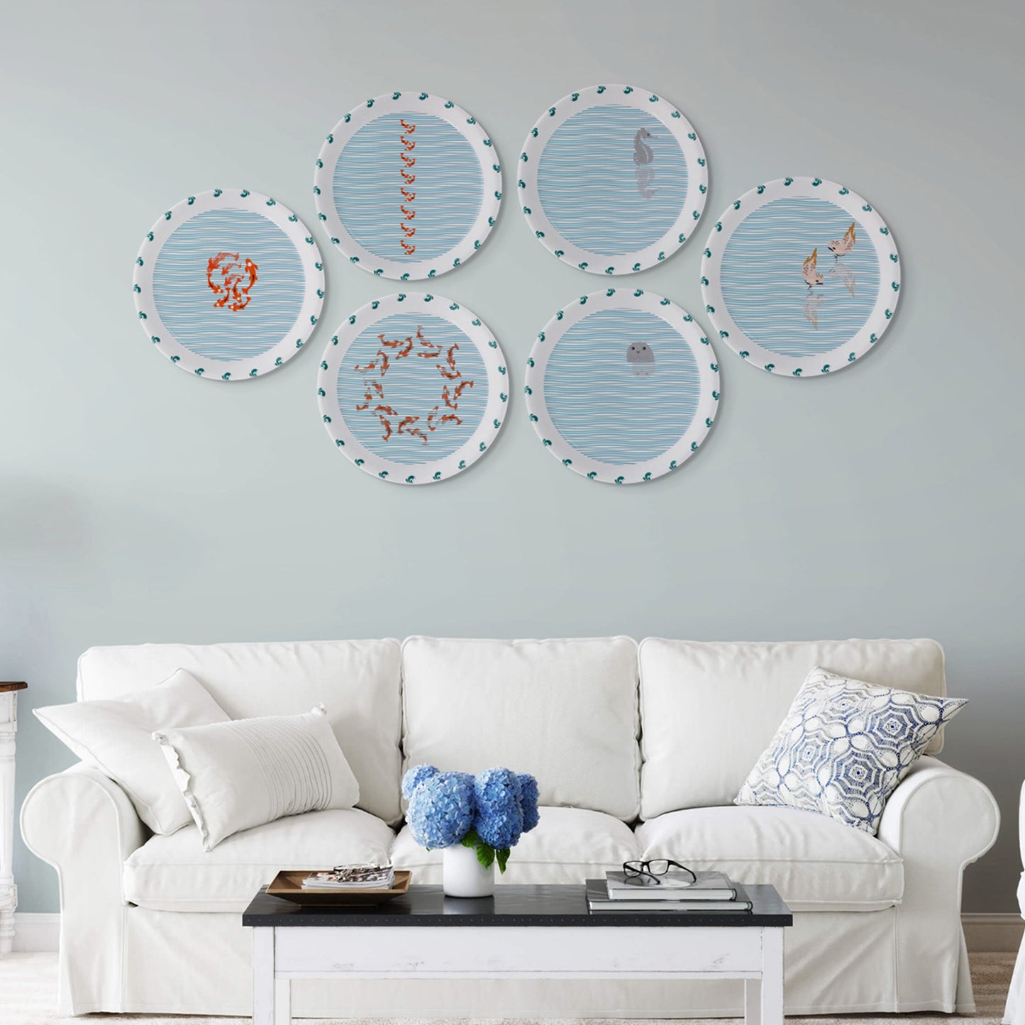 Sea-Inspired Abstract Art Collection Porcelain Wall Plate