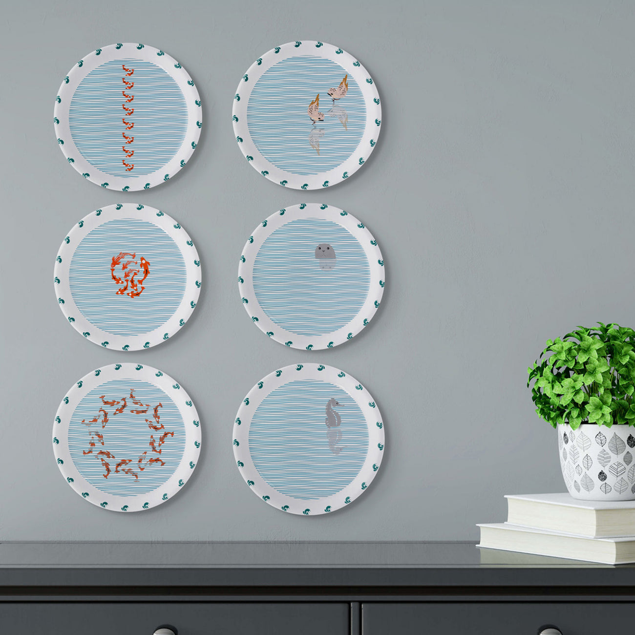 Sea-Inspired Abstract Art Collection Porcelain Wall Plate