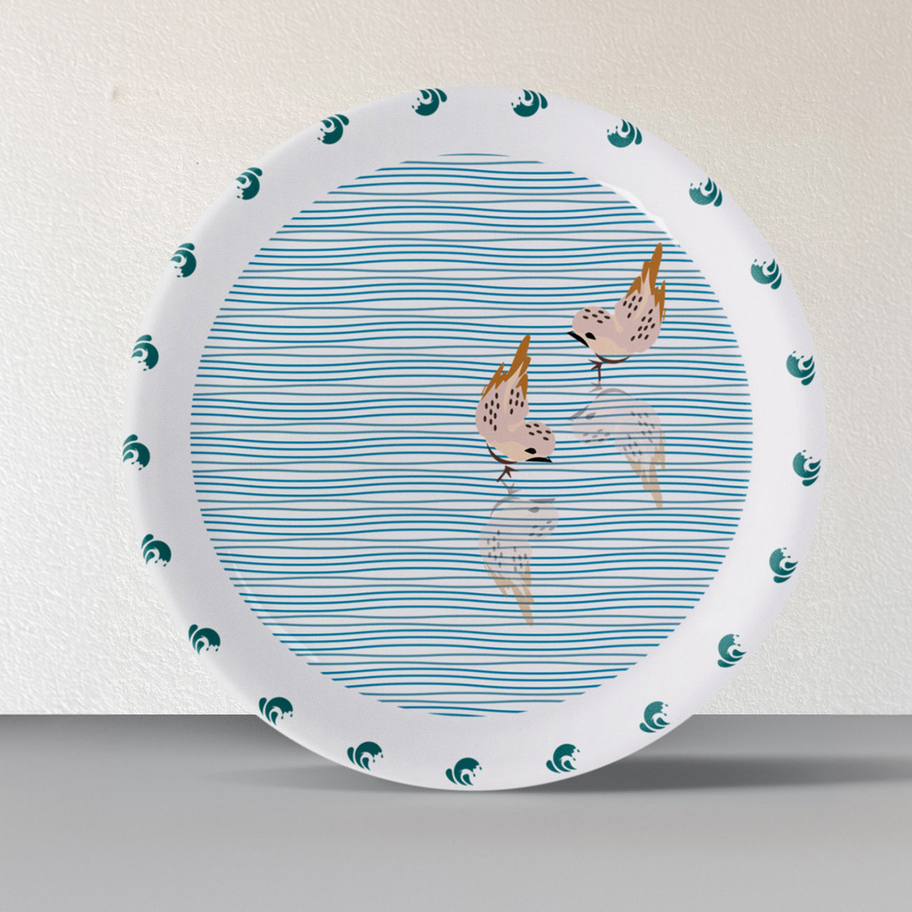 Sea-Inspired bird Abstract Art Collection Porcelain Wall Plate