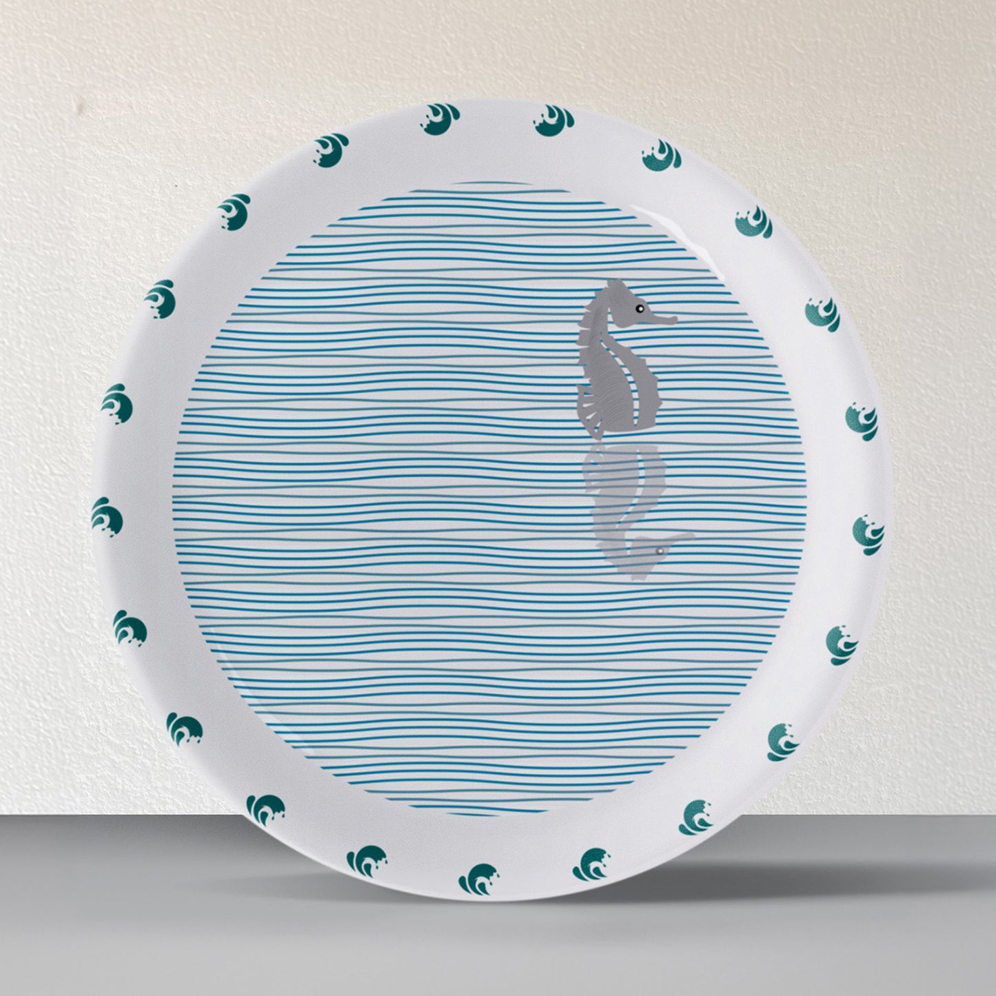 Sea-Inspired sea horse Abstract Art Collection Porcelain Wall Plate