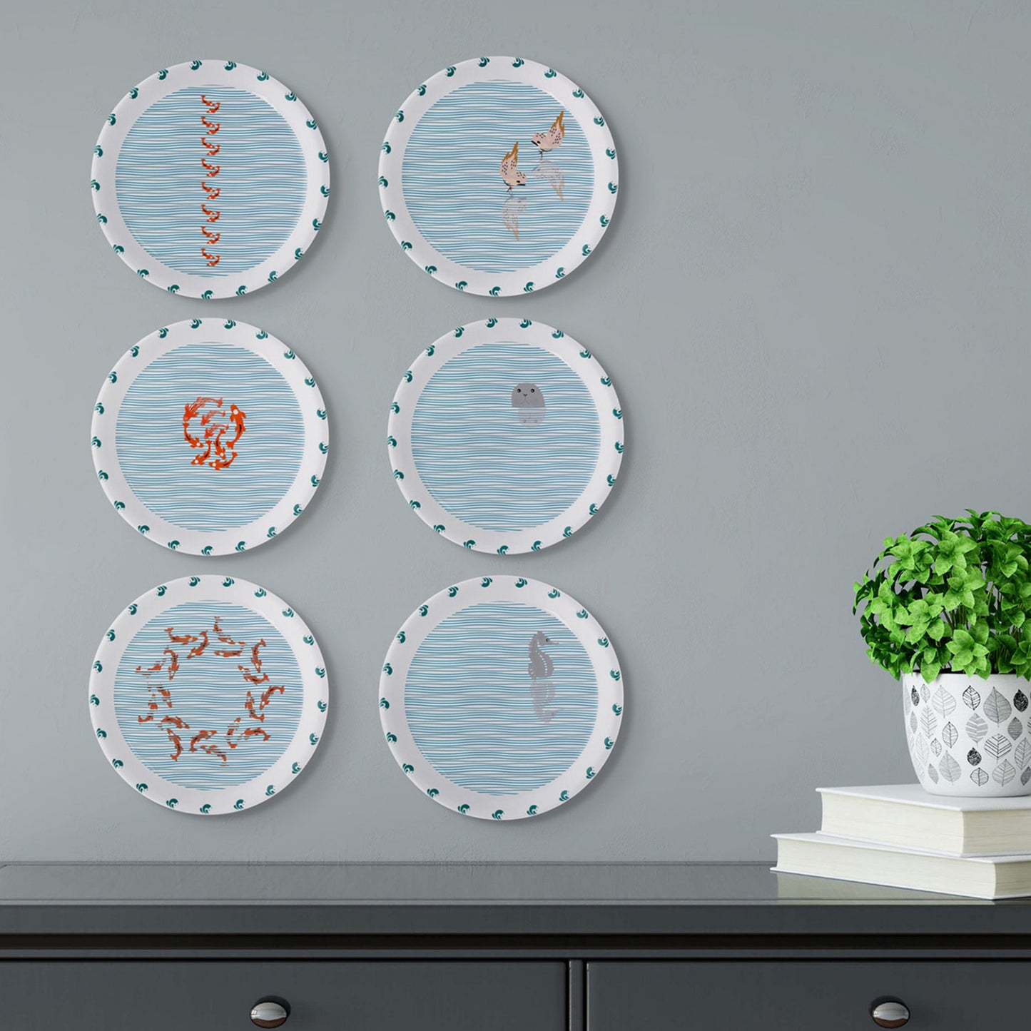 Sea-Inspired geometry fish Abstract Art Collection Porcelain Wall Plate