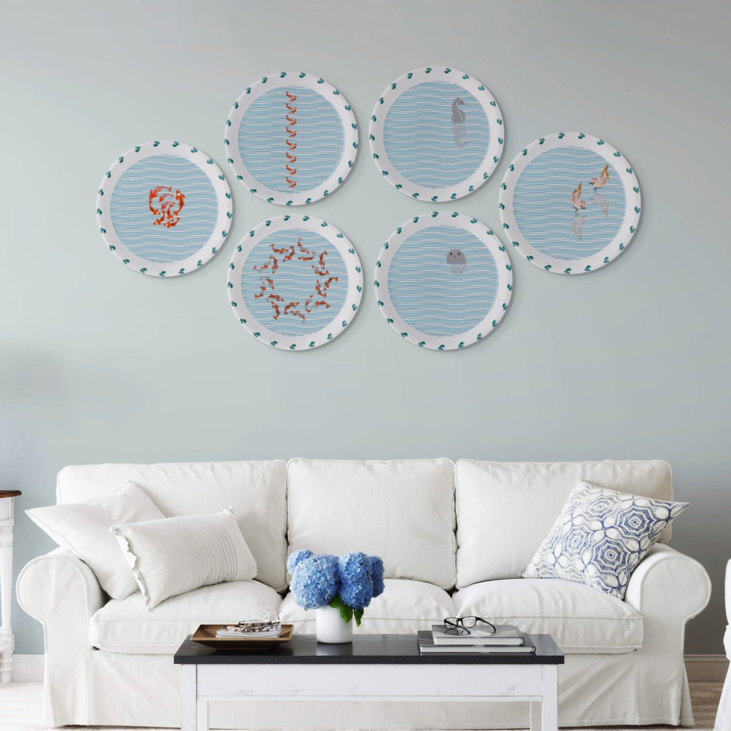 Sea-Inspired geometry fish Abstract Art Collection Porcelain Wall Plate