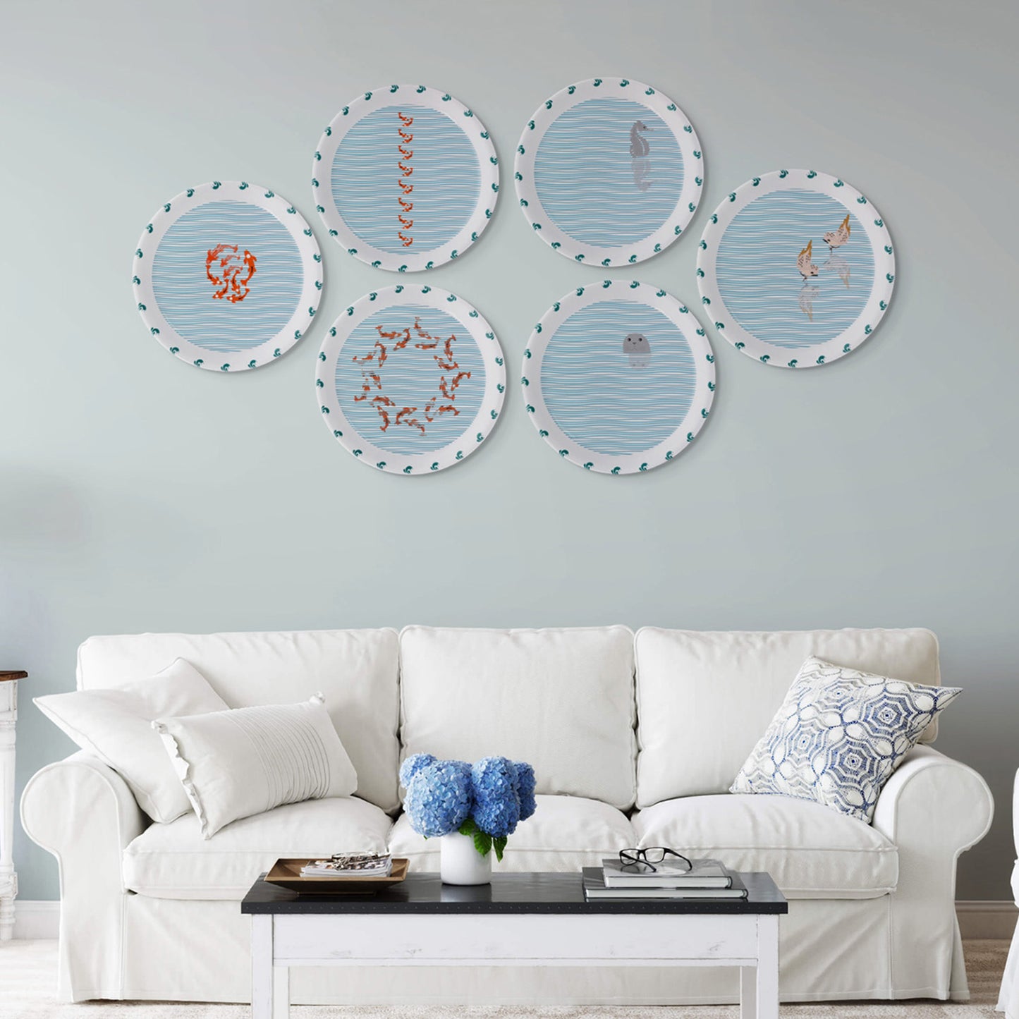 Sea-Inspired symmetry fish Abstract Art Collection Porcelain Wall Plate