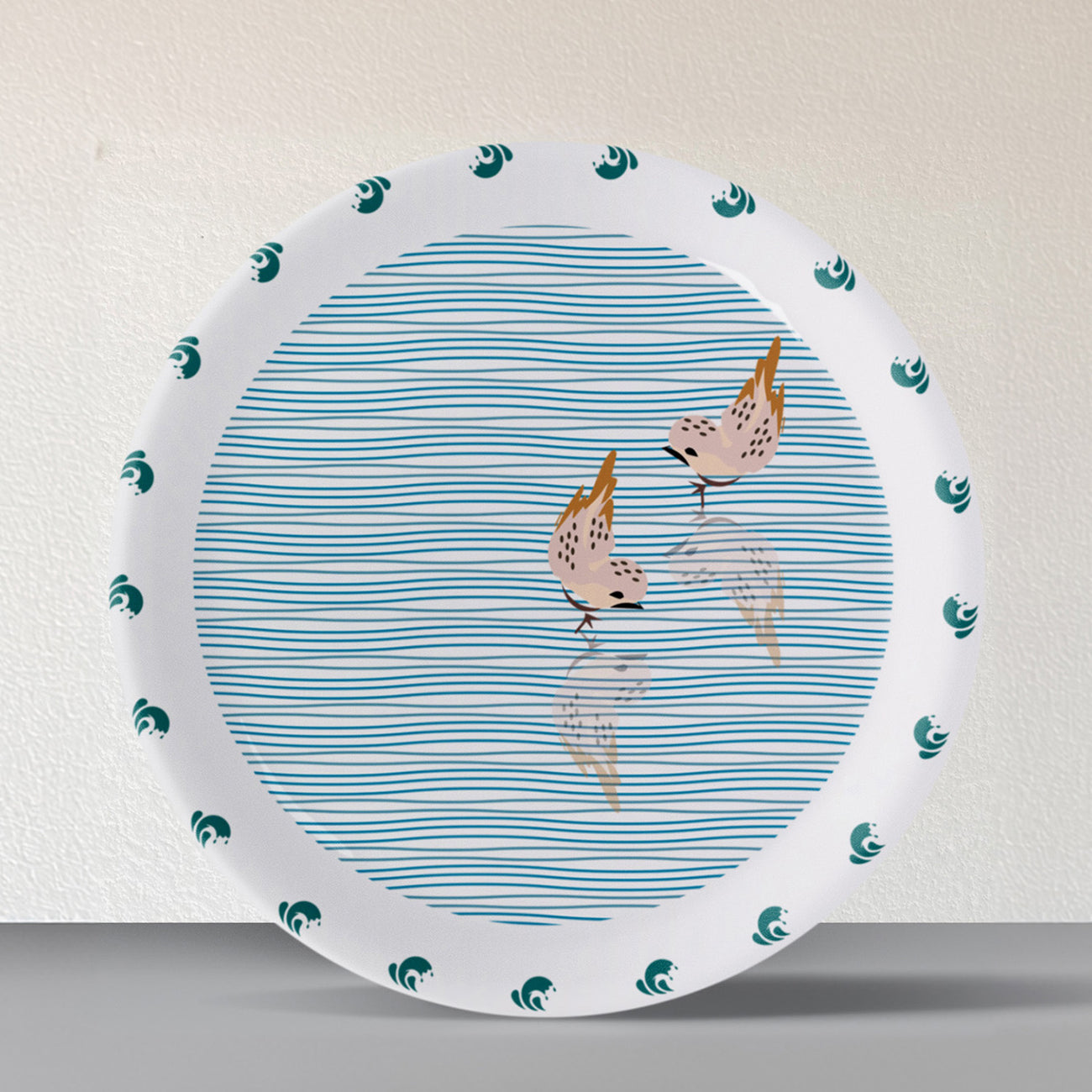 Sea-Inspired waves and fish Abstract Art Collection Porcelain Wall Plates Set of 6