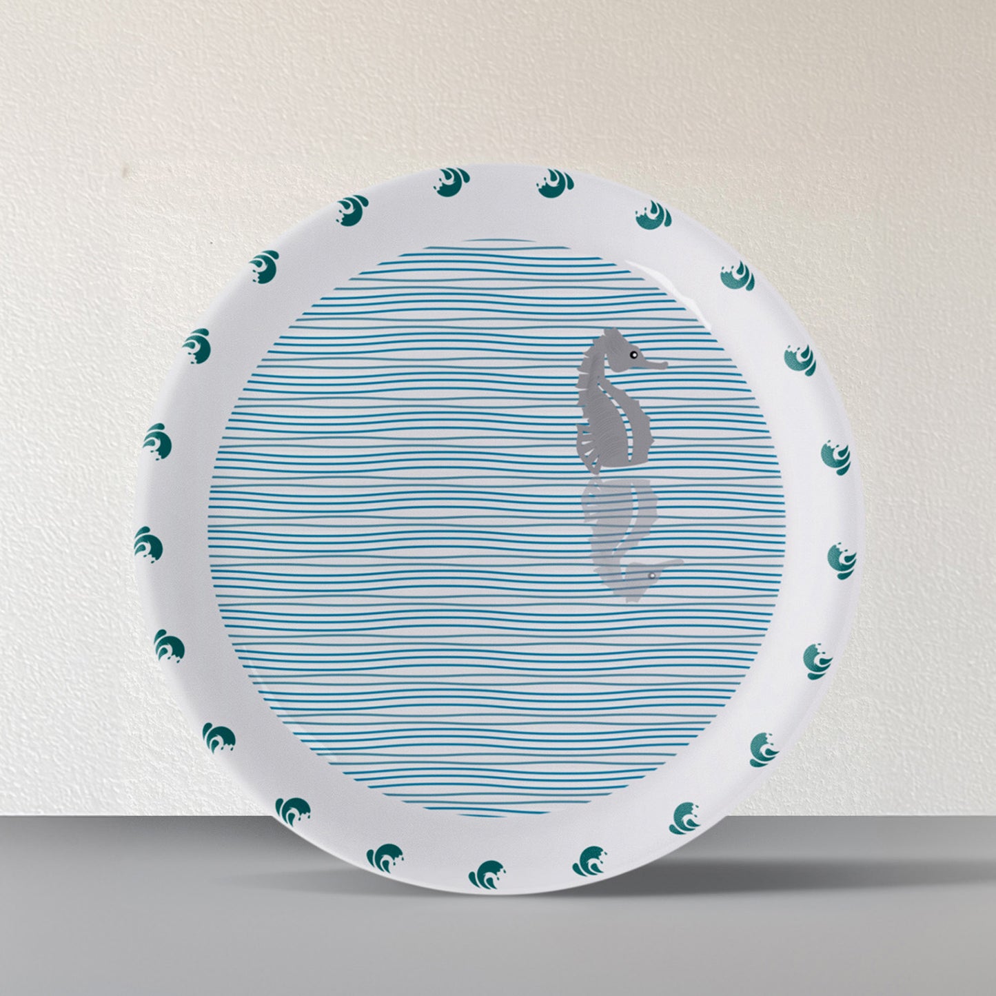 Sea-Inspired waves and fish Abstract Art Collection Porcelain Wall Plate Set of 6