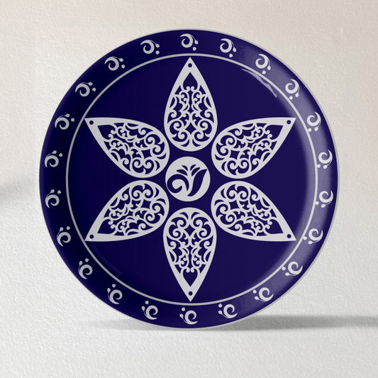 Elegant Blue Pottery flower Art for Every Space Wall Plate