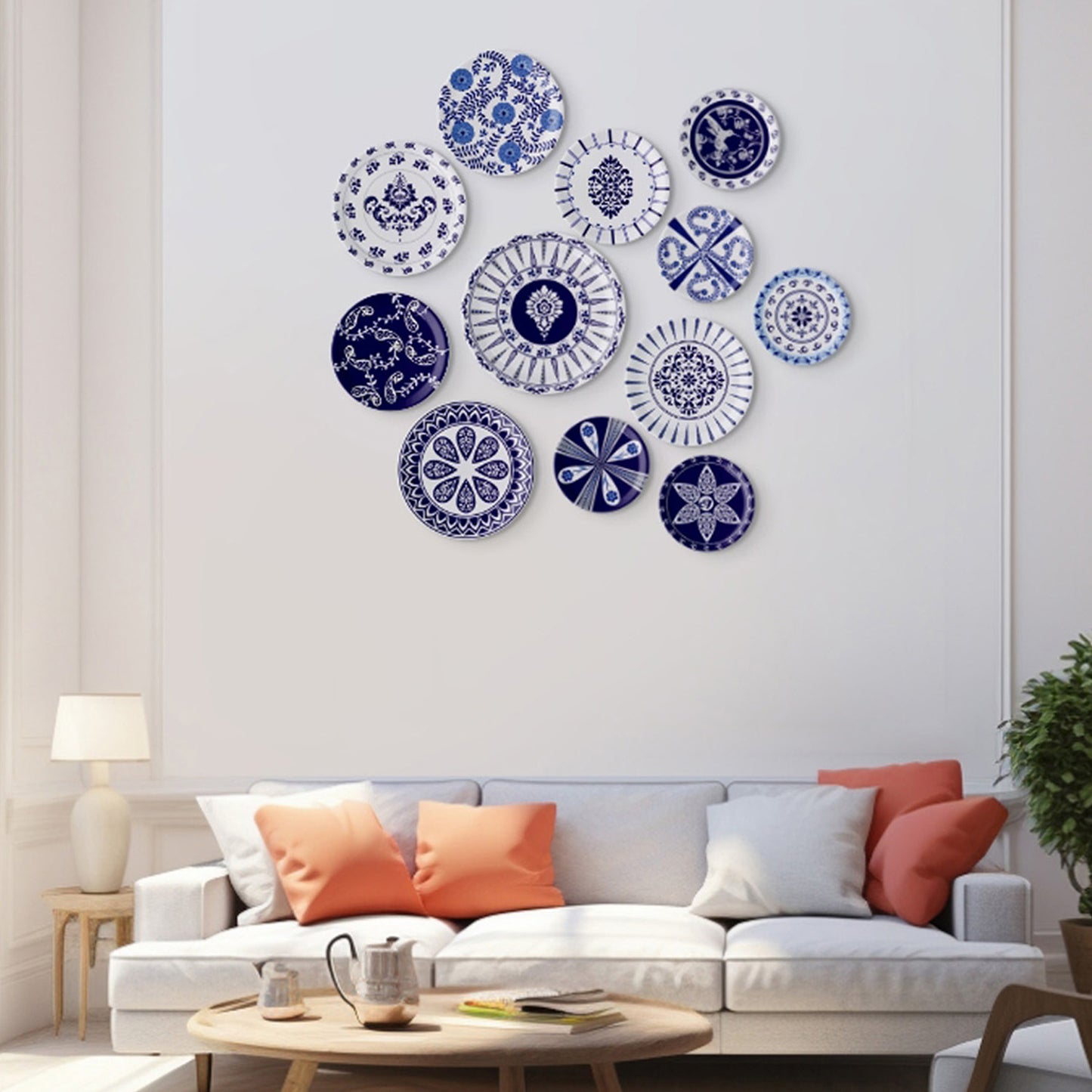 Elegant Blue Pottery flower Art for Every Space Wall Plate