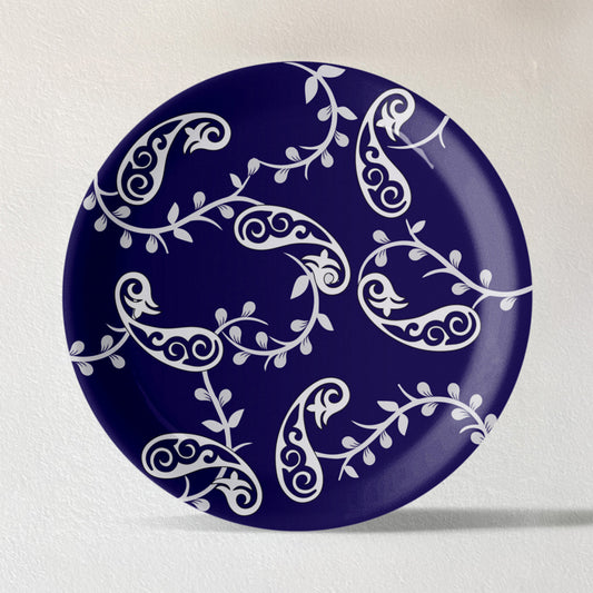 Elegant Blue Pottery symmetry paisley for Every Space Wall Plate