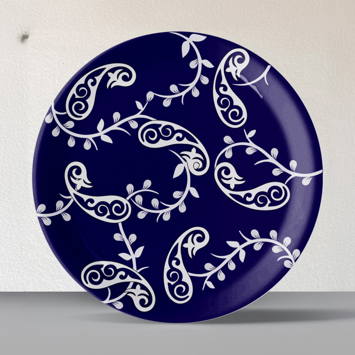 Elegant Blue Pottery symmetry paisley for Every Space Wall Plate