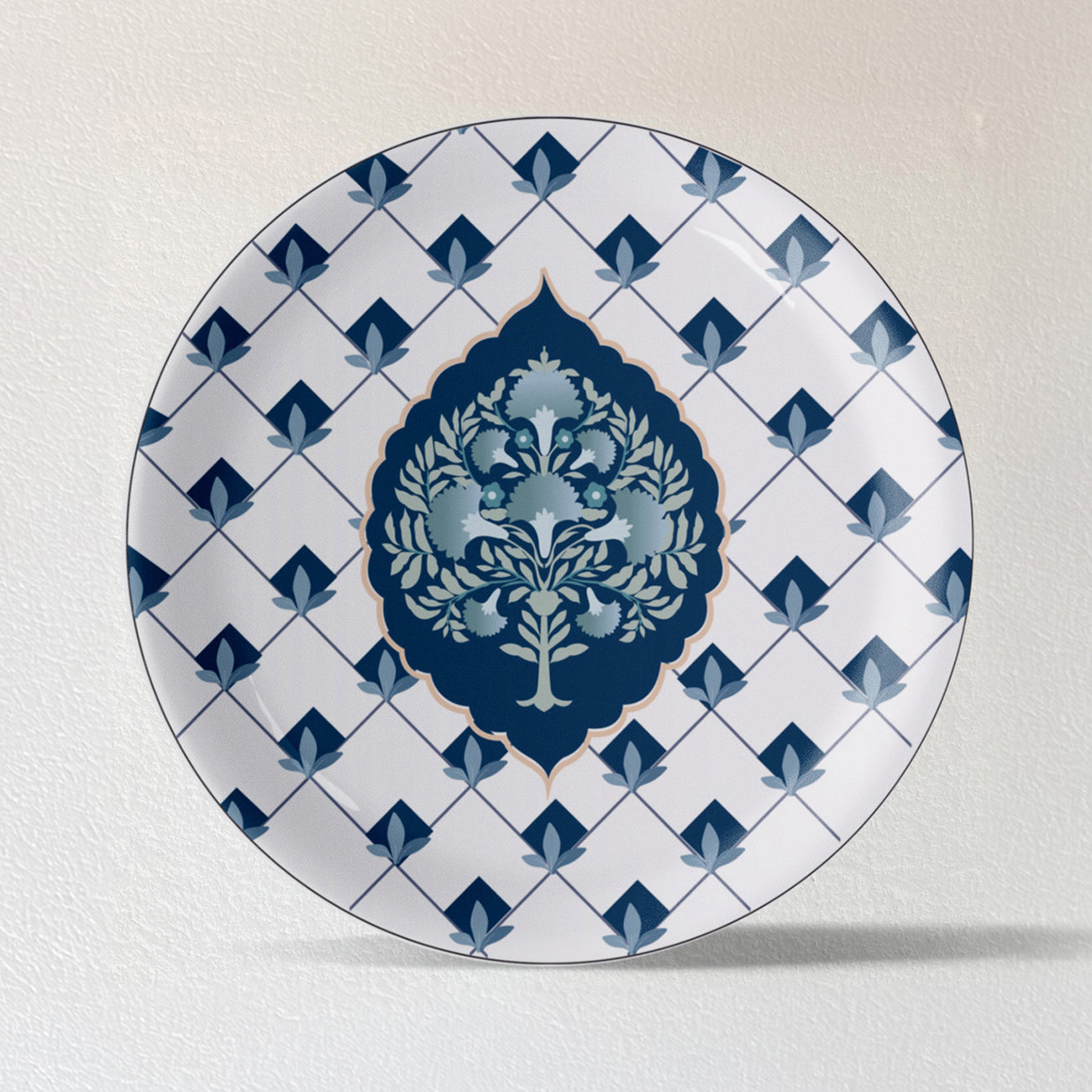 Elegant Blue and White Plate Blue Pottery Inspired plate