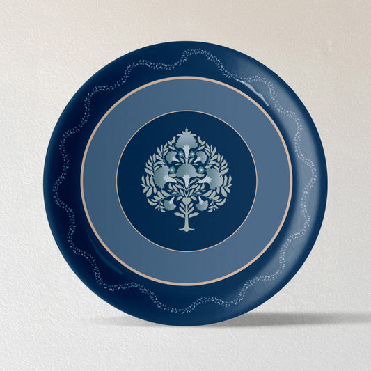 Elegant Blue and White Plate Blue Pottery Inspired floral tree plate