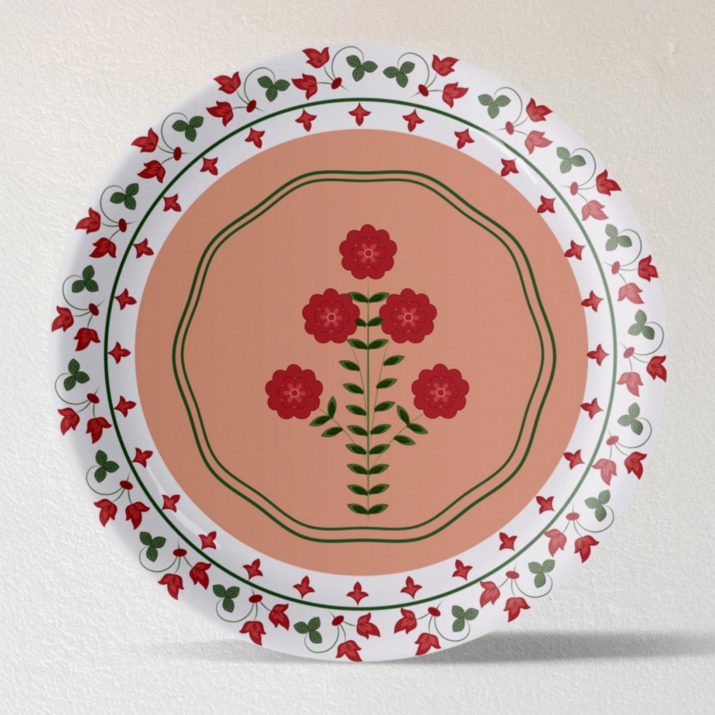 Mughal Garden-Inspired Tropical Elegance radiating floral plate