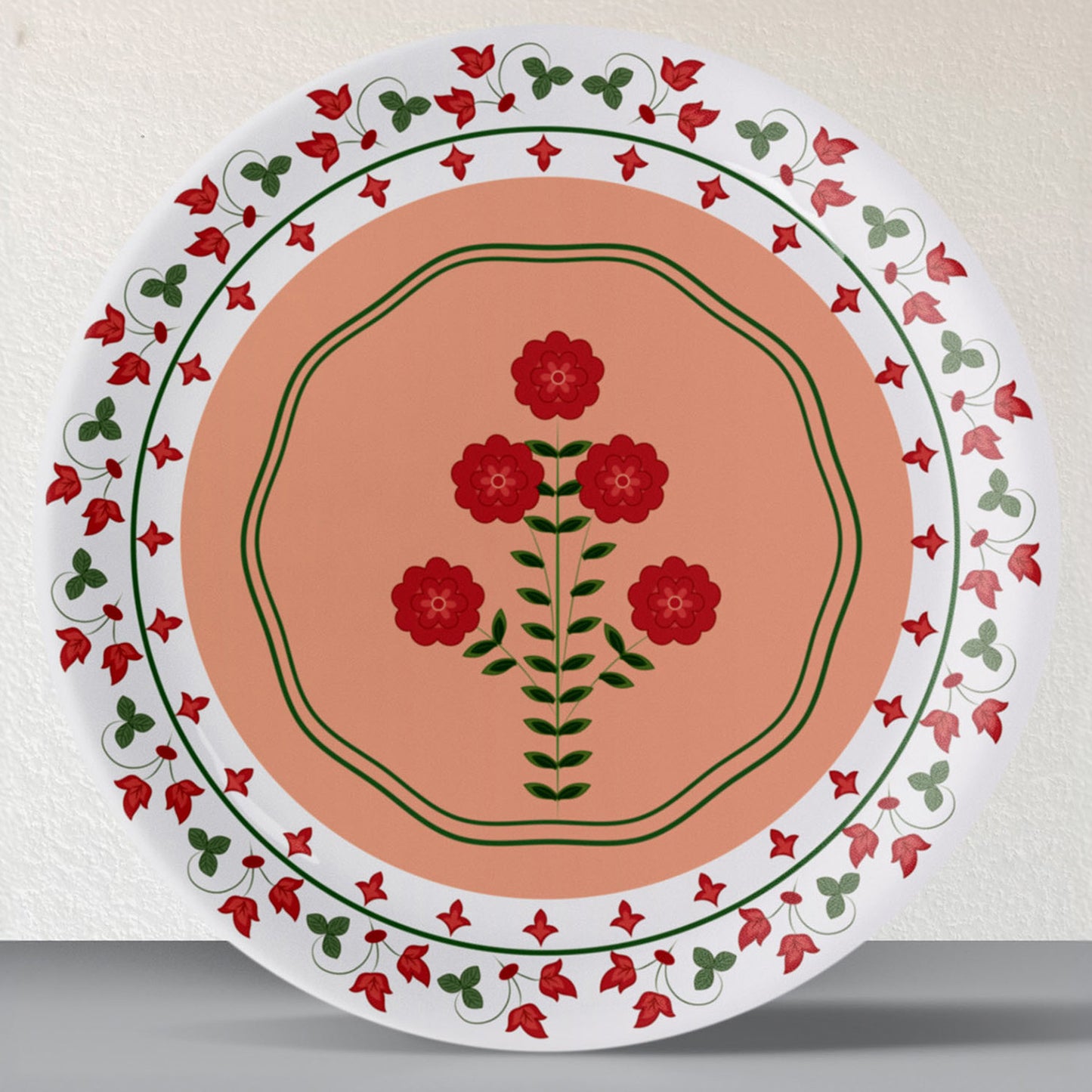 Mughal Garden-Inspired Tropical Elegance radiating floral plate