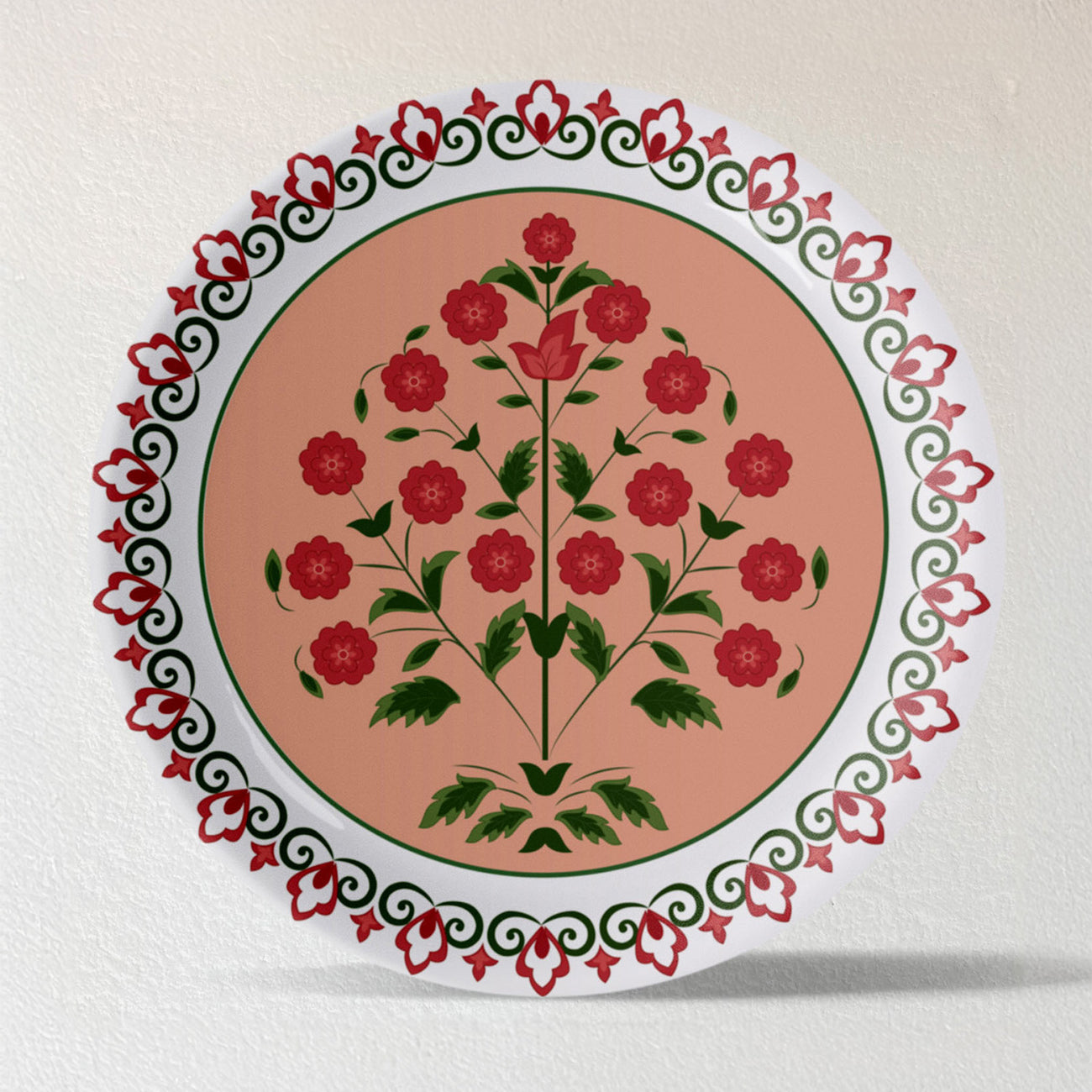 Mughal Garden-Inspired Tropical Elegance blooming tree plate