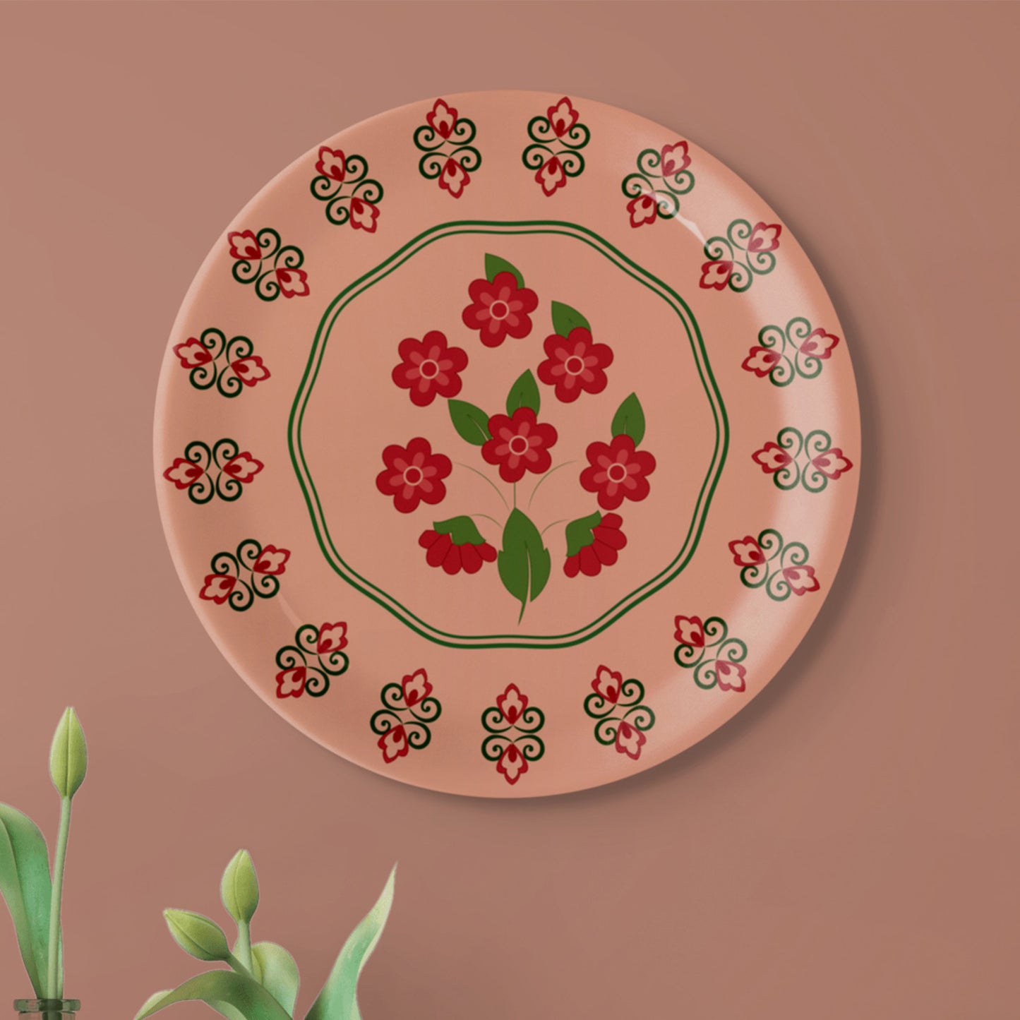 Mughal Garden-Inspired Tropical Elegance flolral blooming tree plate