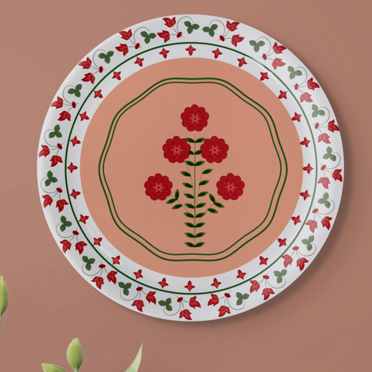 Mughal Garden-Inspired Tropical Elegance collage Wall Plates Set of 6