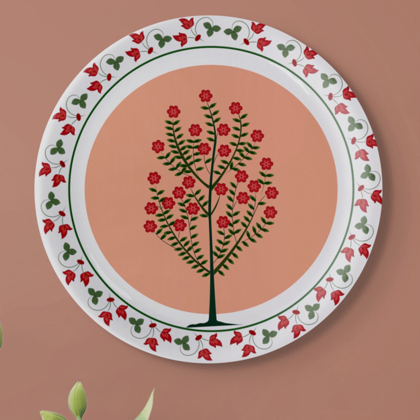 Mughal Garden-Inspired Tropical Elegance collage Wall Plates Set of 6