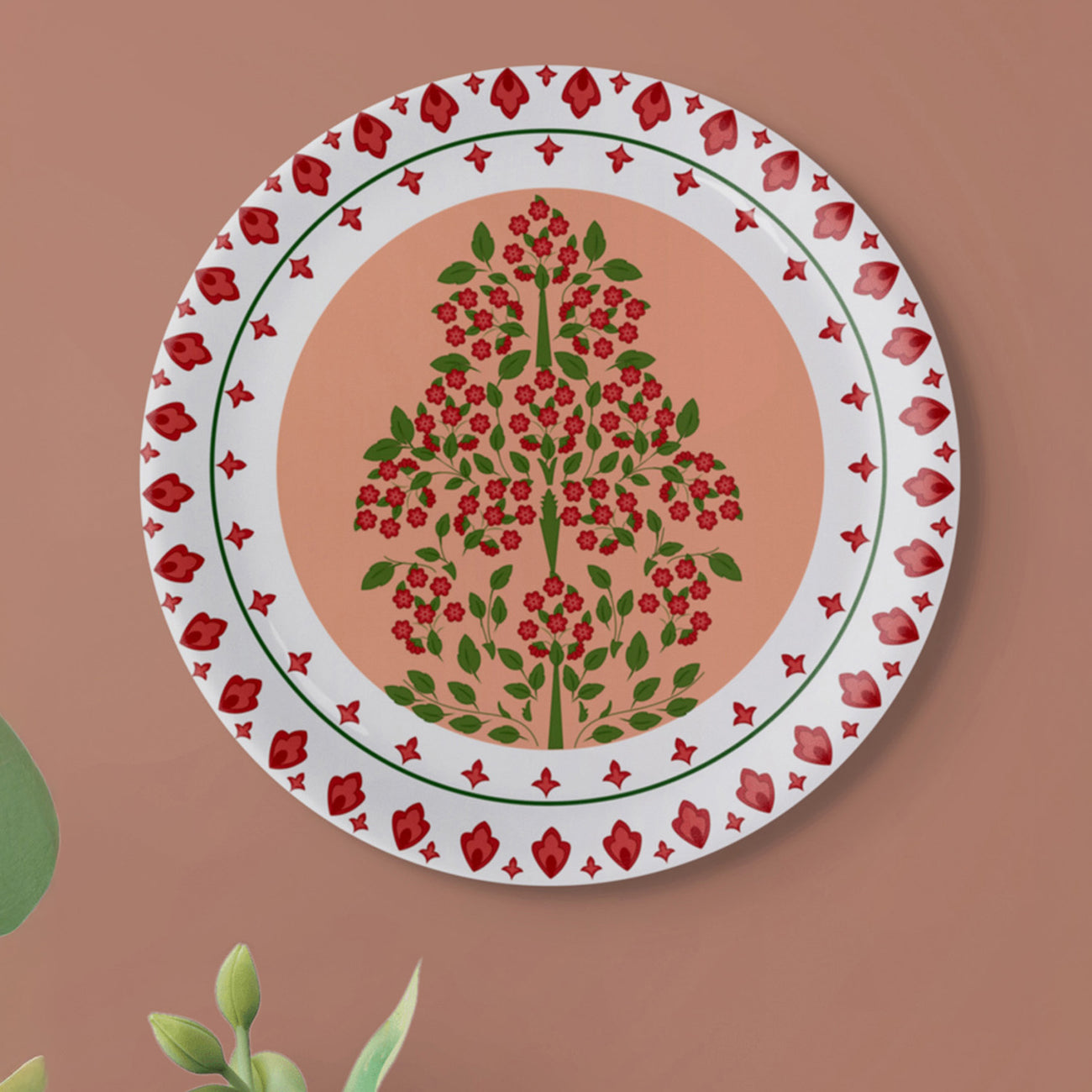 Mughal Garden-Inspired Tropical Elegance collage Wall Plates Set of 6