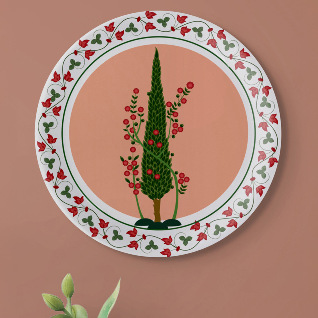 Mughal Garden-Inspired Tropical Elegance collage Wall Plates Set of 6