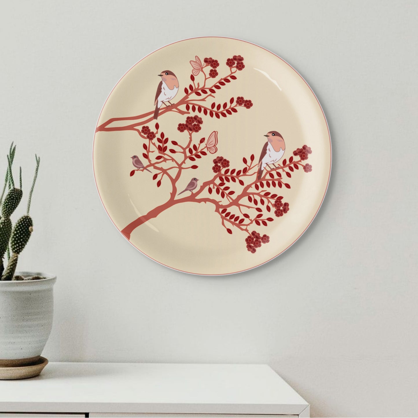 Nature-Inspired Art bird chirping tree for Every Room plate