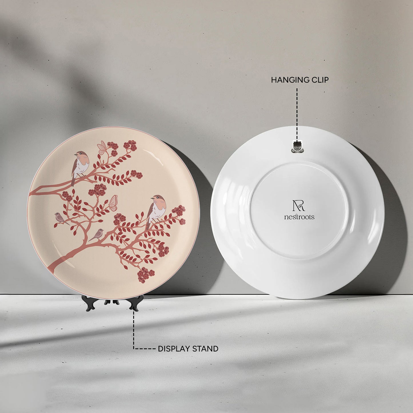 Nature-Inspired Art bird chirping tree for Every Room plate