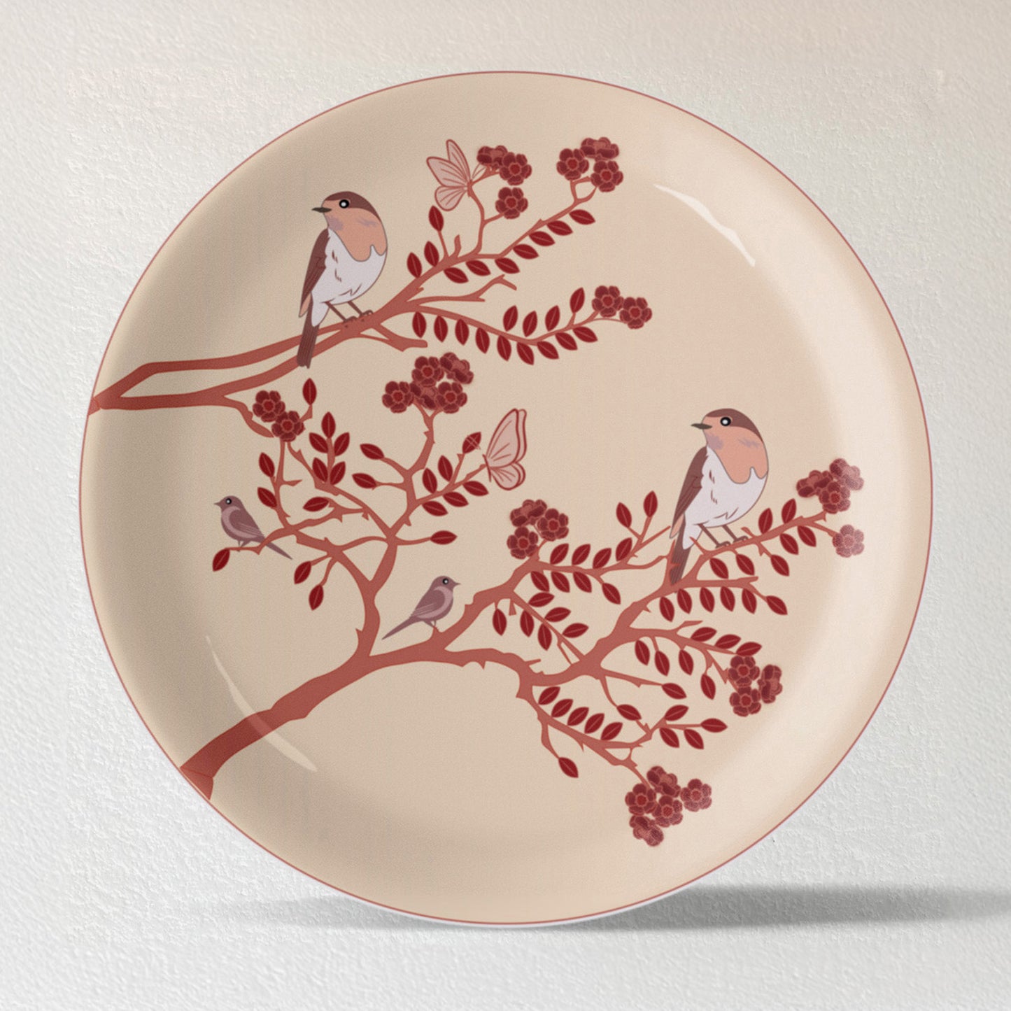 Nature-Inspired Art bird chirping tree for Every Room plate