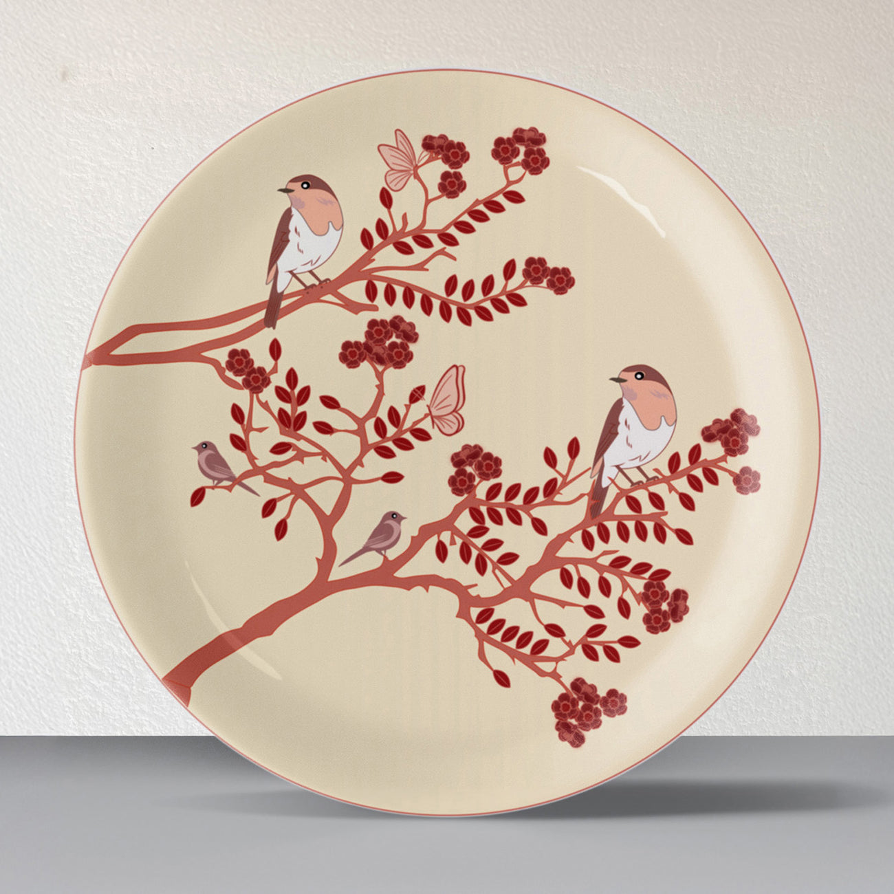 Nature-Inspired Art bird chirping tree for Every Room plate