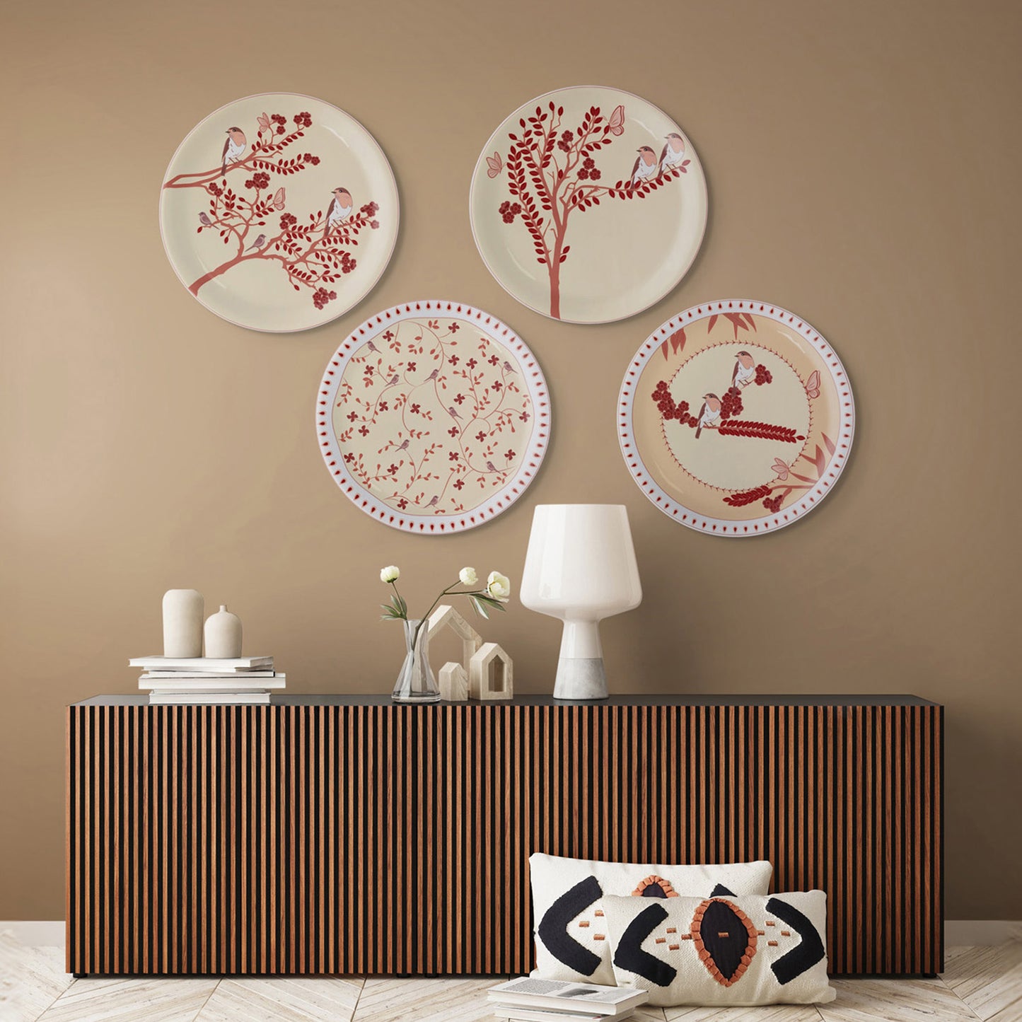 Nature-Inspired Art collage for Every Room plate Set of 4