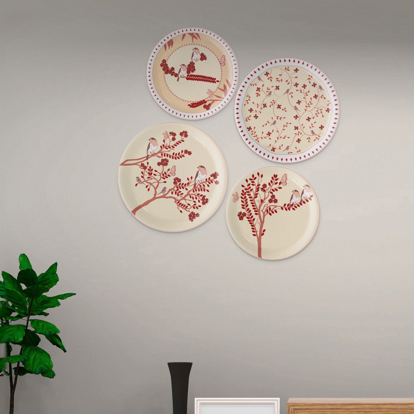 Nature-Inspired Art collage for Every Room plate Set of 4